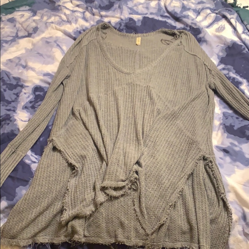 Oversized free people fringe bottom sweater
